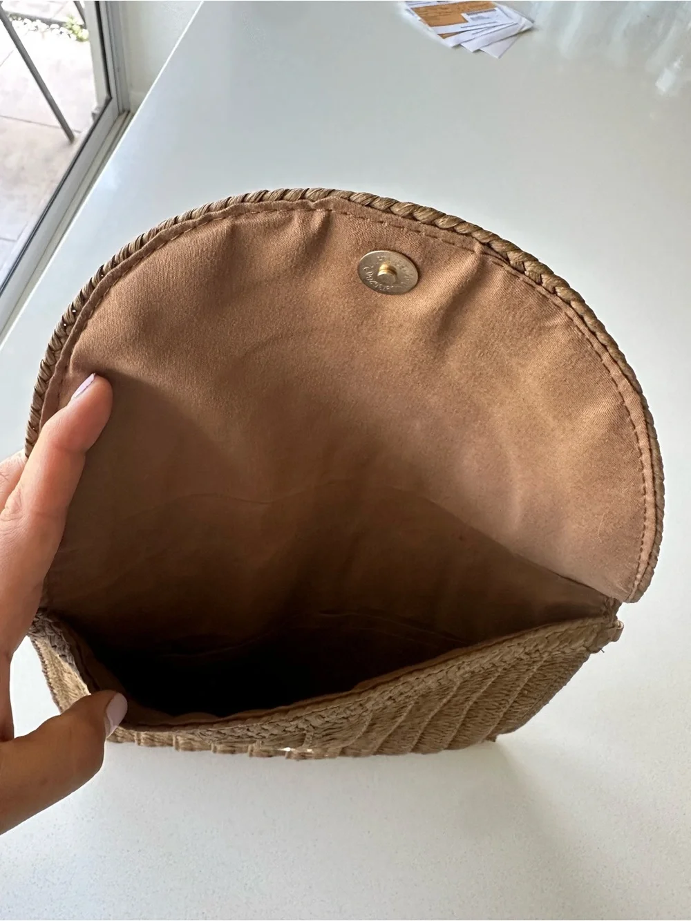 Woven Straw Crossbody Bag in Light Brown